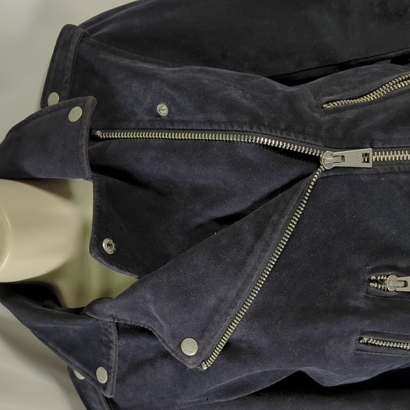 Levi's black Suede cropped Moto jacket size XS - Picture 2 of 11